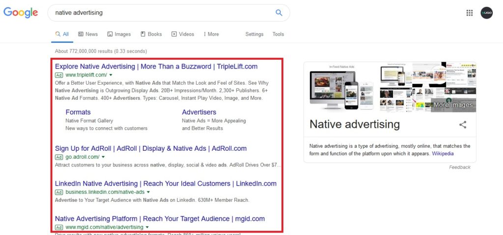 Paid search ads